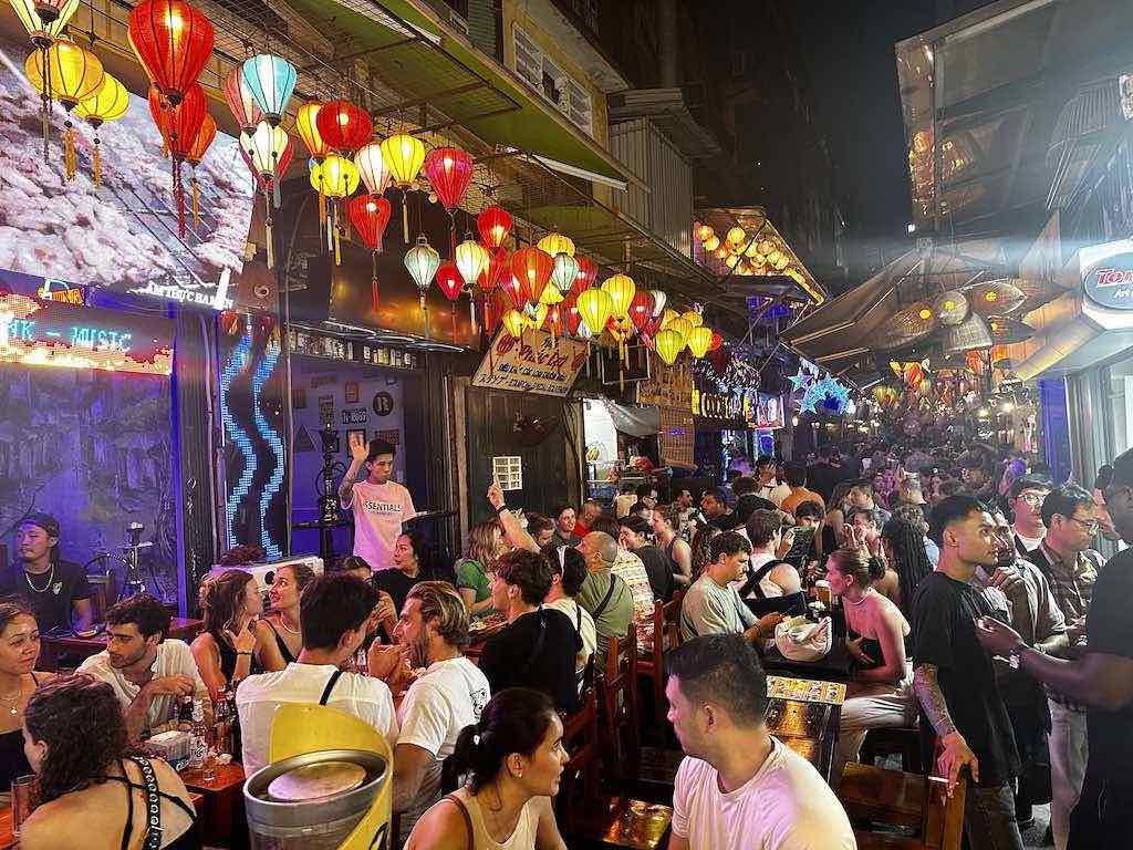 Hanoi old quarter by night Vietnam