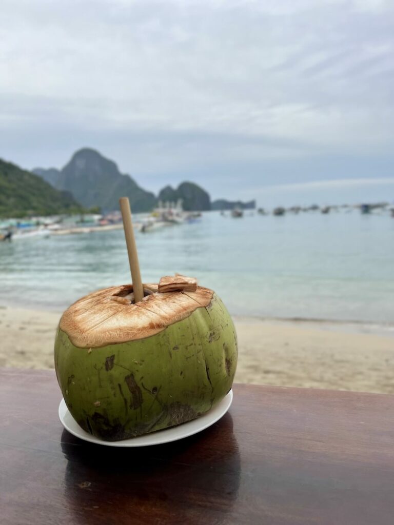 young coconut at the beach