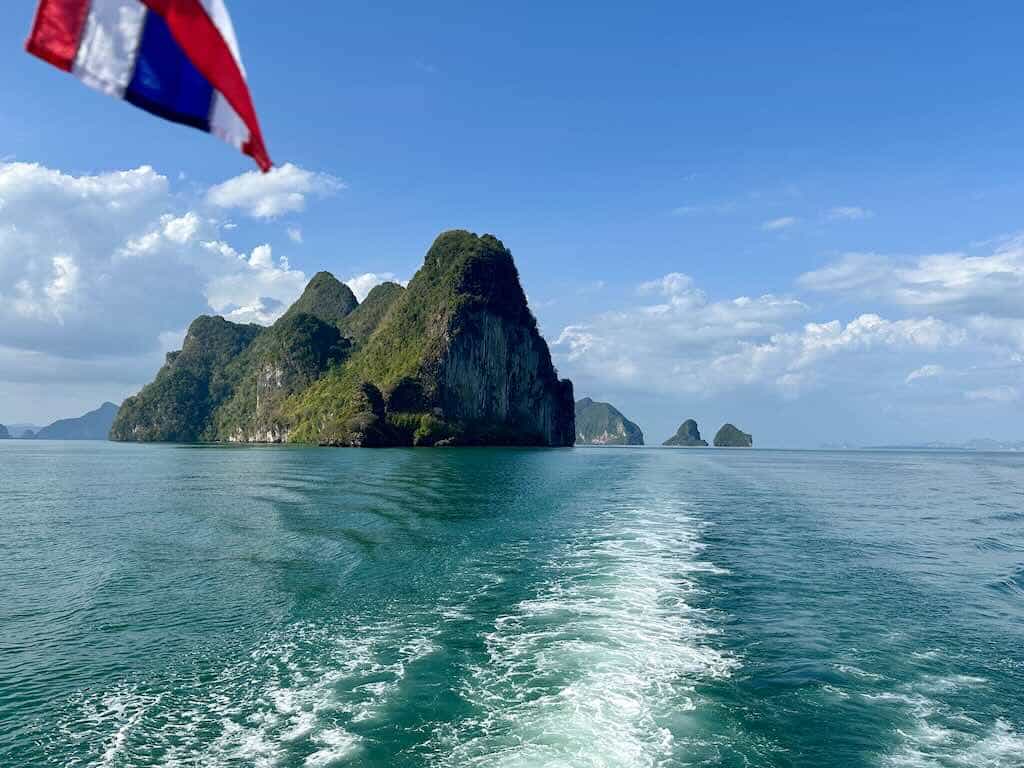 Phang Nga Bay Thailand with Thai flag