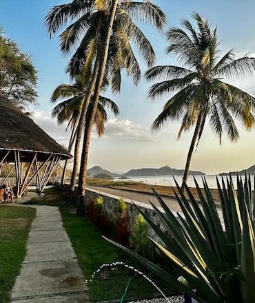 Kertasari beach Sumbawa with Whales and Waves hotel on the coastline Indonesia