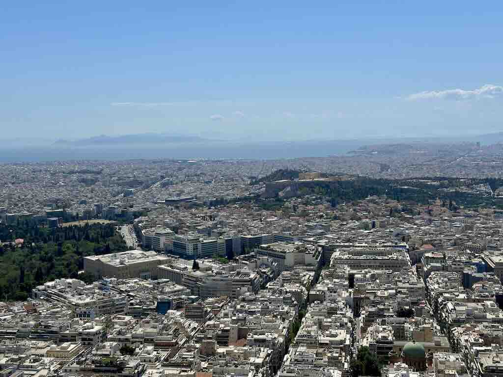 Athens panoramic view from Mount Lycabettus with Acropolis