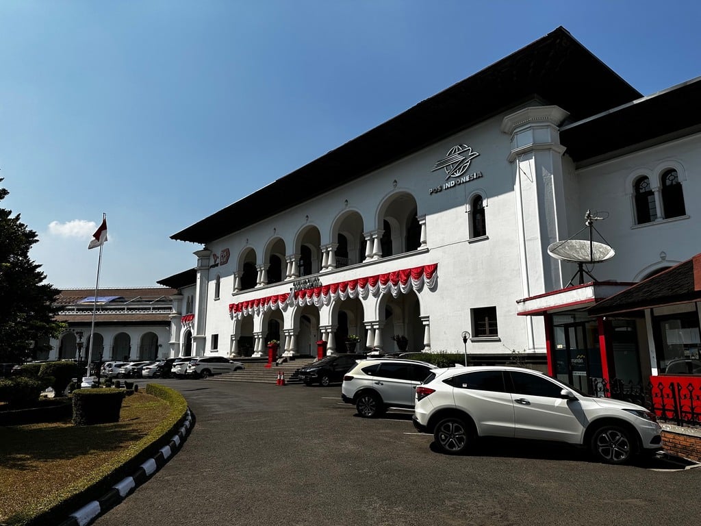 The colonial Pos Indonesia main post office building on Jalan Asia-Afrika, Bandung, Java