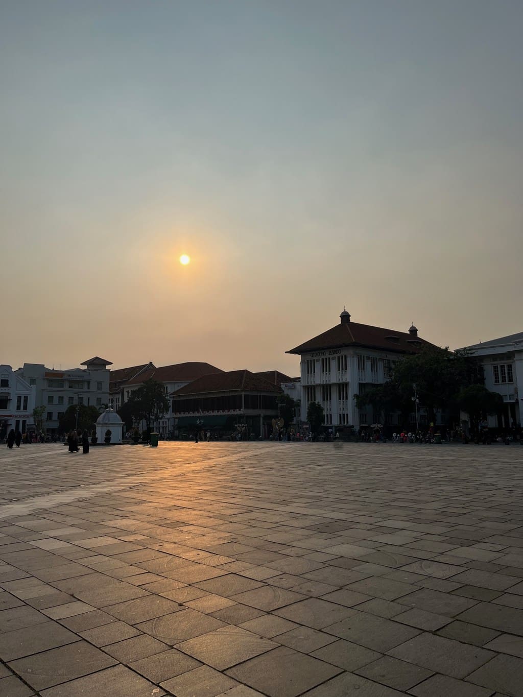 Sunset over Fatahillah Square in Kota Tua, the old town of Jakarta, Java