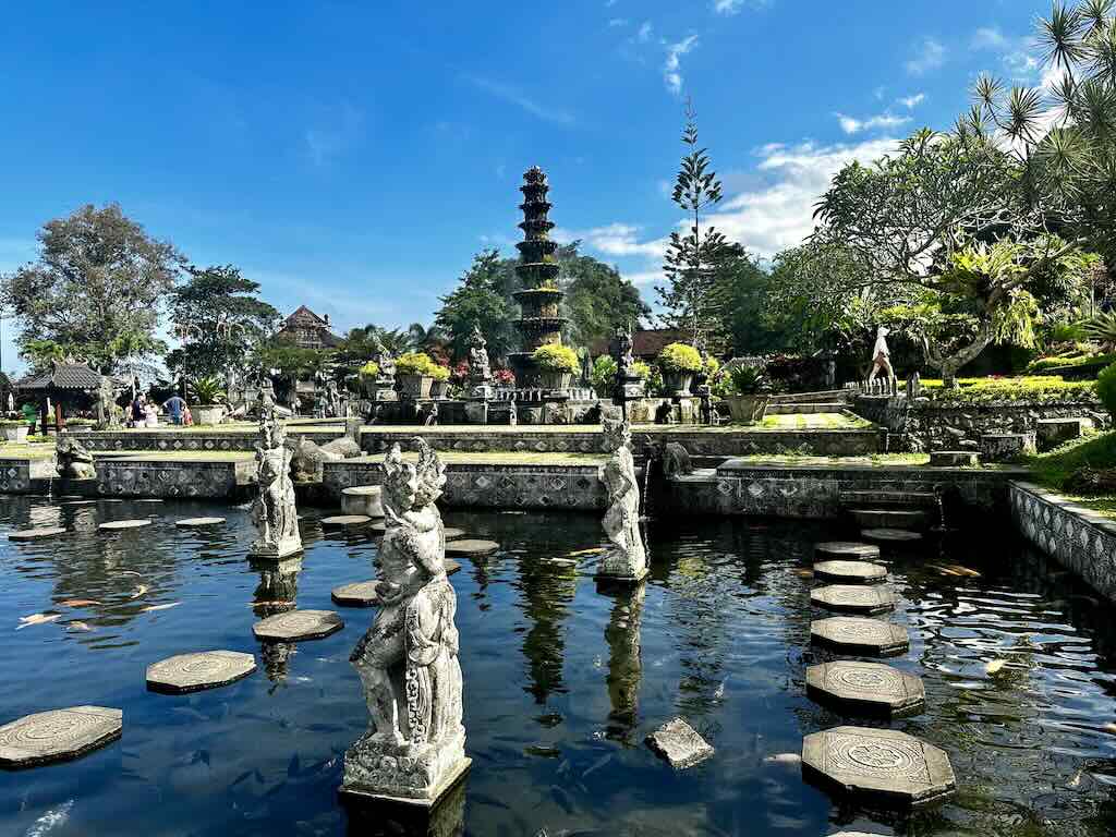 Tirta Gangga water garden, stepping stones and tiered fountain, Karangasem Bali