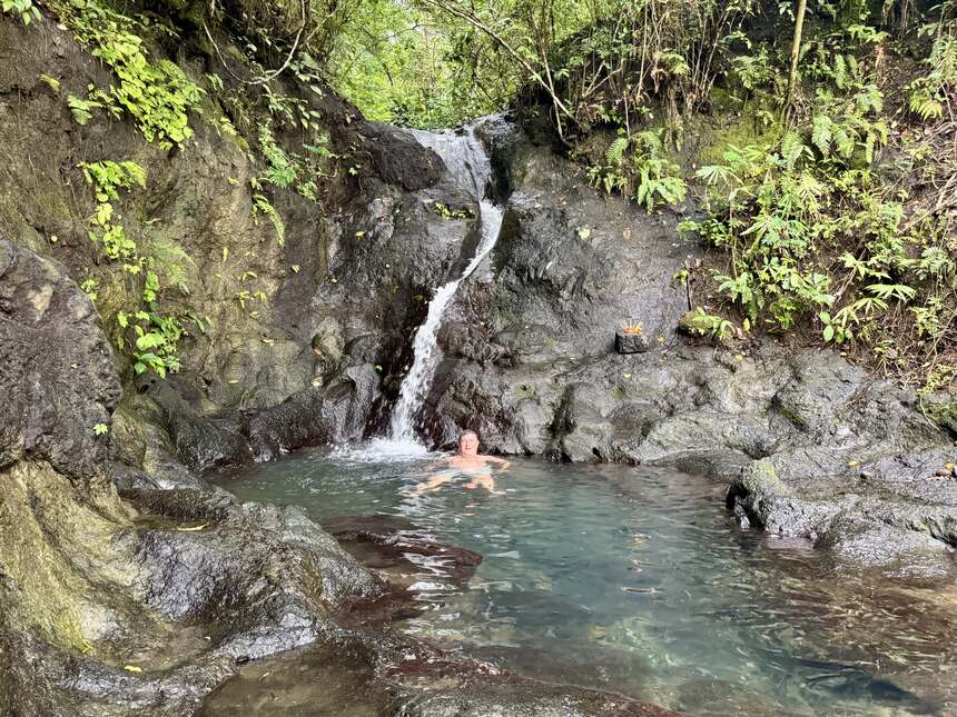 Natural rock pool below Tri Eka Buana waterfall, Sidemen Bali