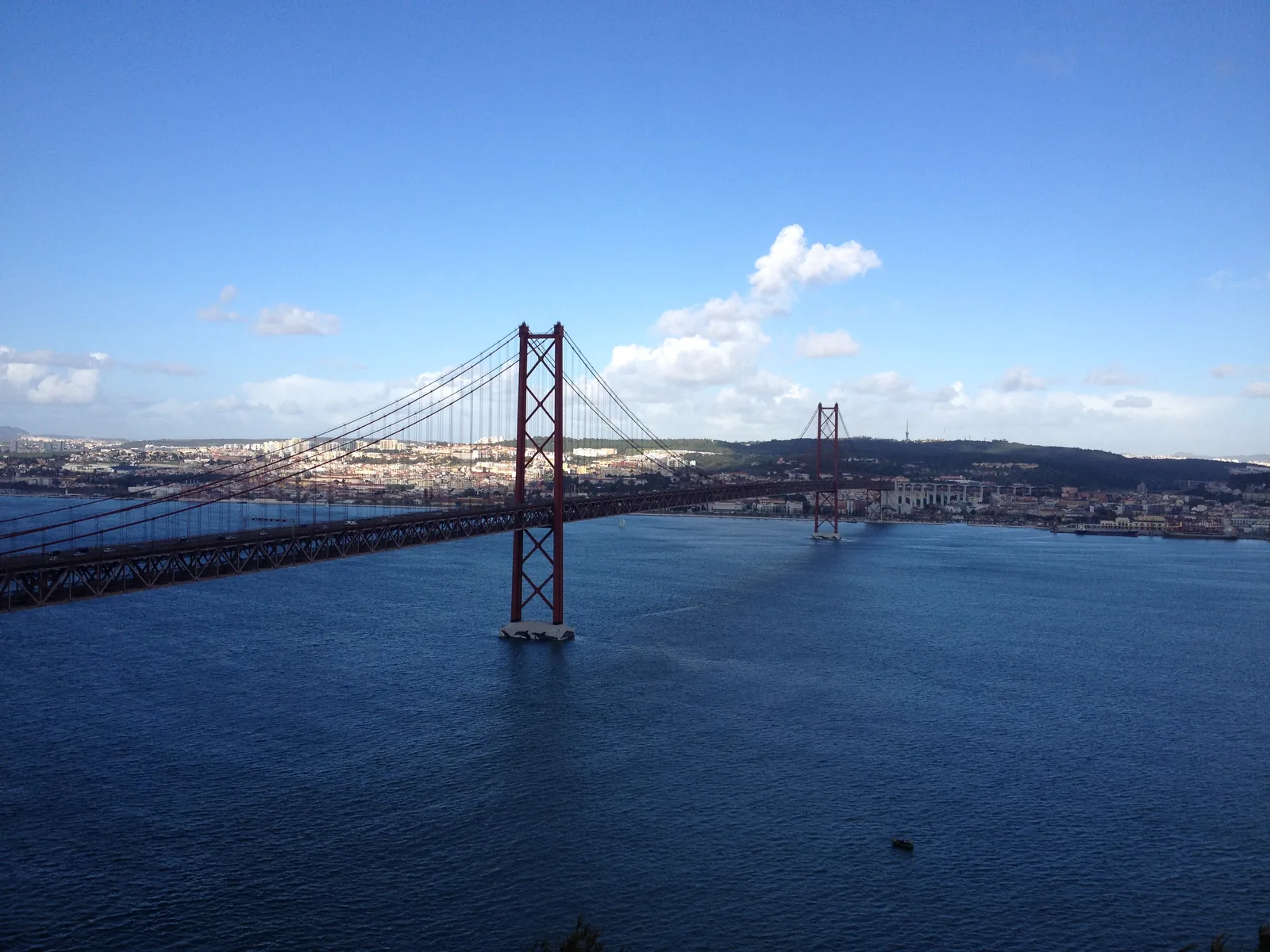 The 25 de Abril Bridge and Lisbon seen from Cristo Rei