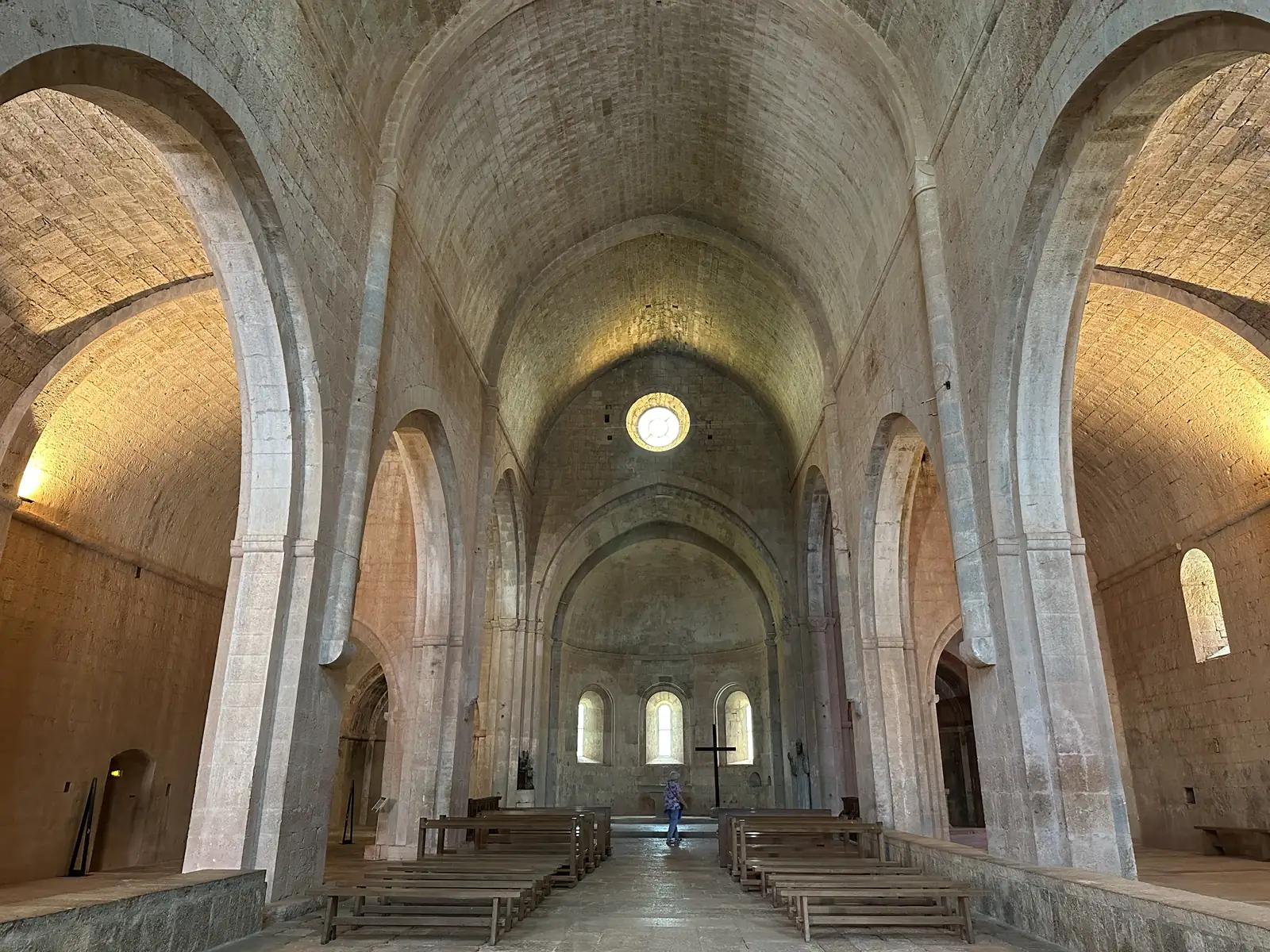The bare stone nave of the Cistercian church of the Abbaye du Thoronet