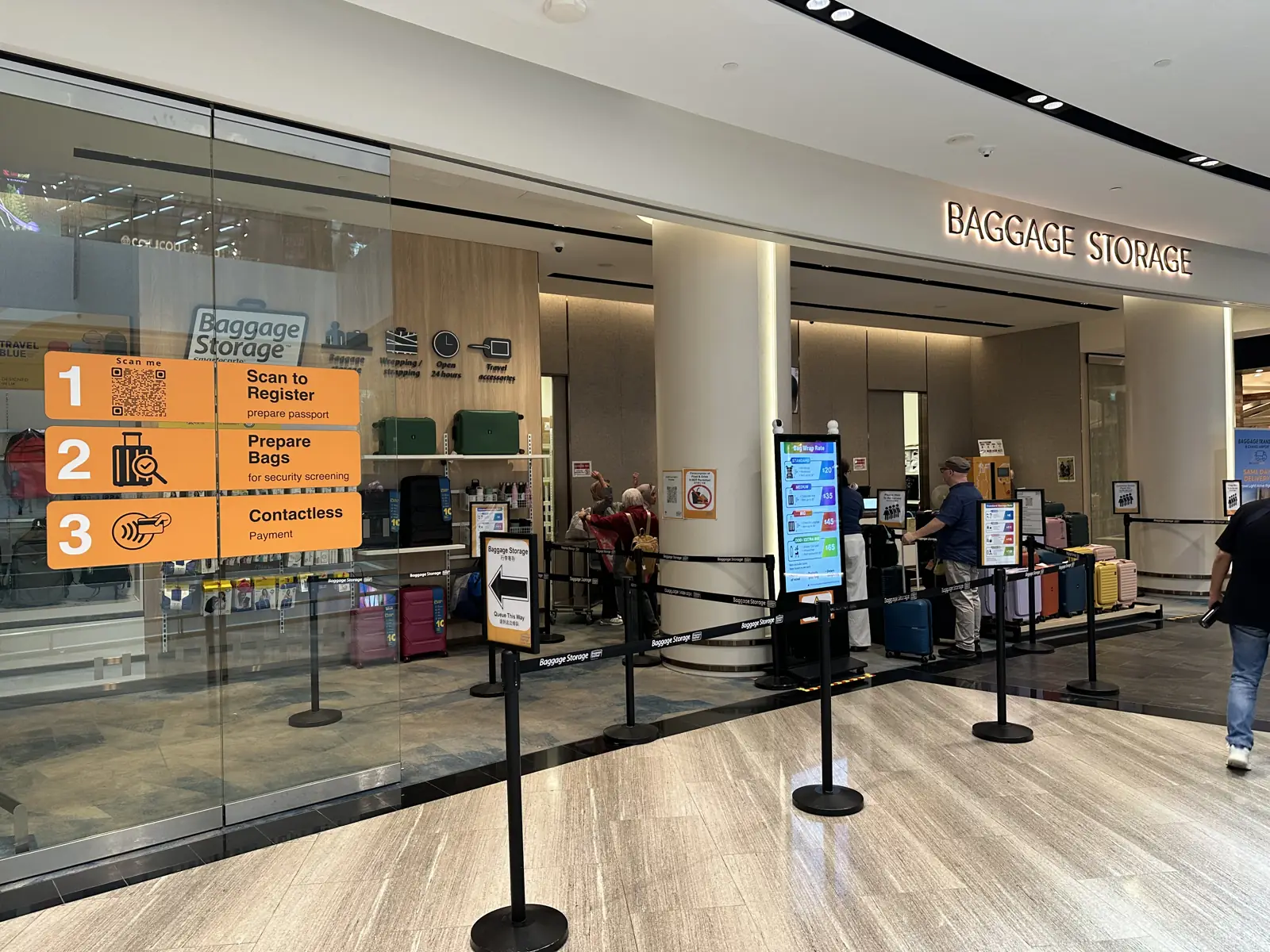 Balie voor bagageopslag in Jewel Changi Airport