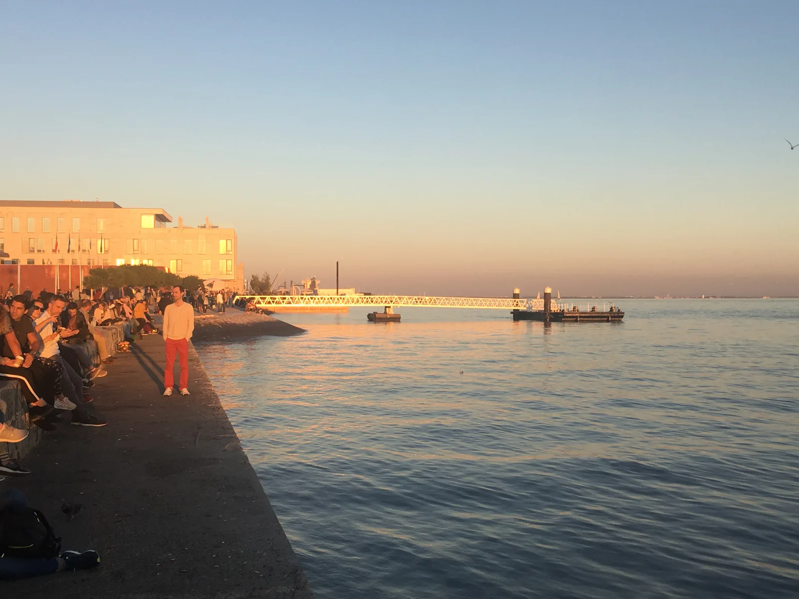 Sunset over the Tagus from the piers of Cais do Sodré