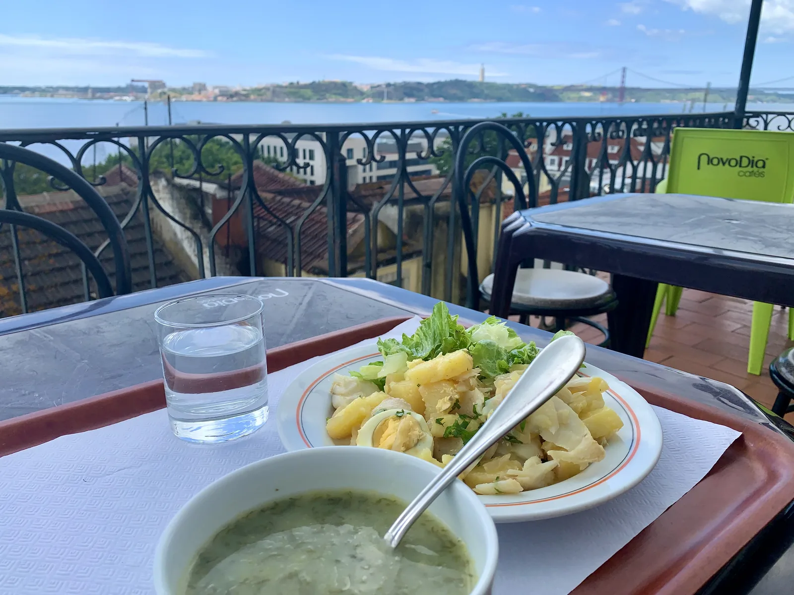 A tray lunch on the terrace of the Cantina das Freiras overlooking the Tagus