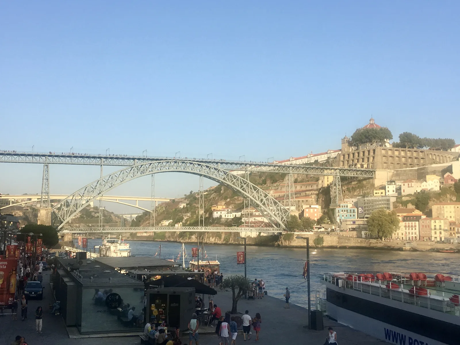 The Douro river and the Dom Luís I bridge seen from the Ribeira of Porto