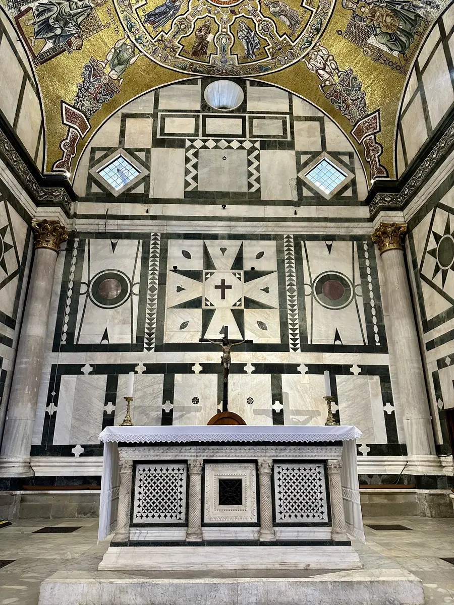 The golden mosaics inside the Baptistery of San Giovanni in Florence