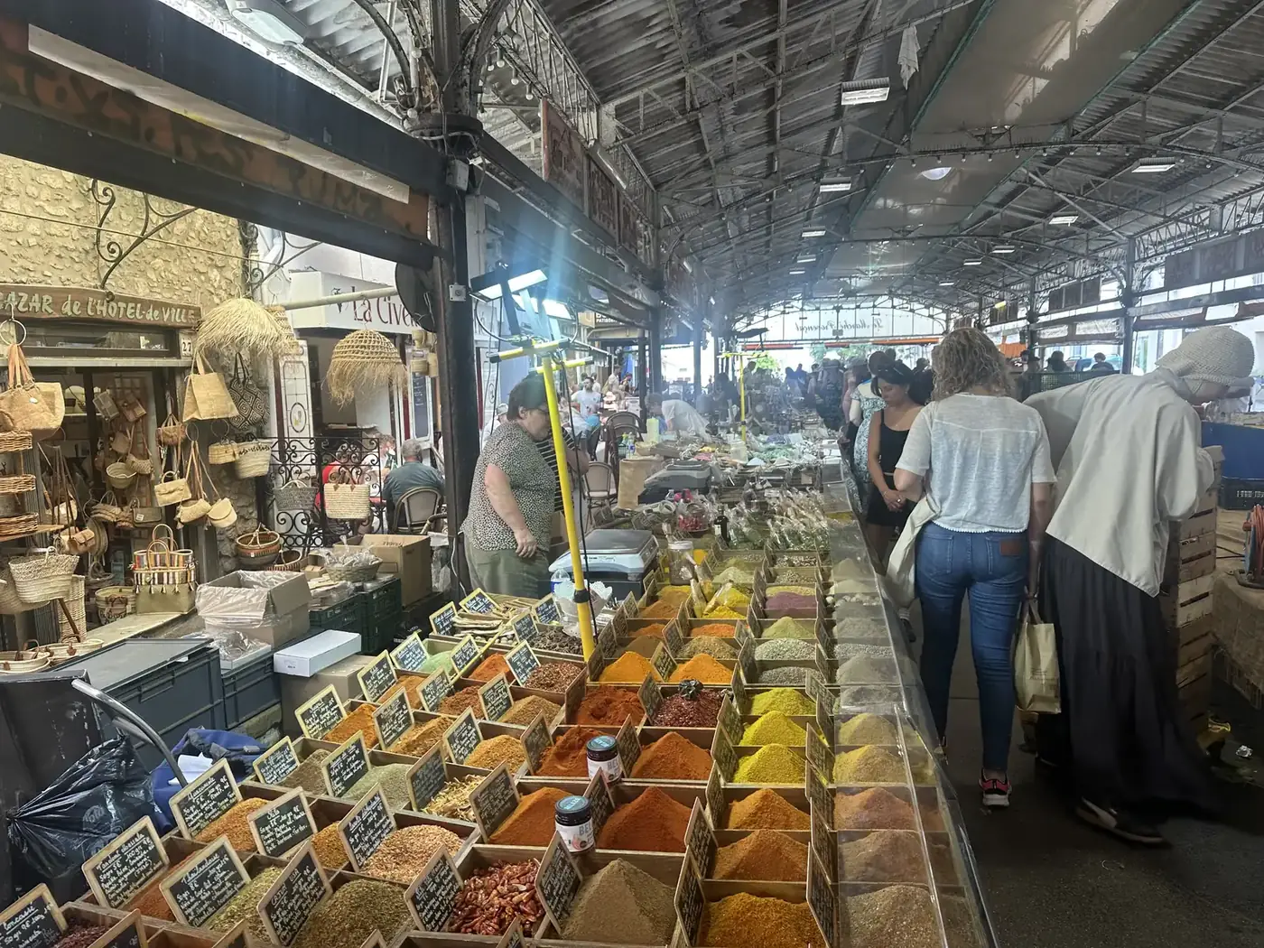 Spices and Provençal products at the Marché Provençal in Antibes