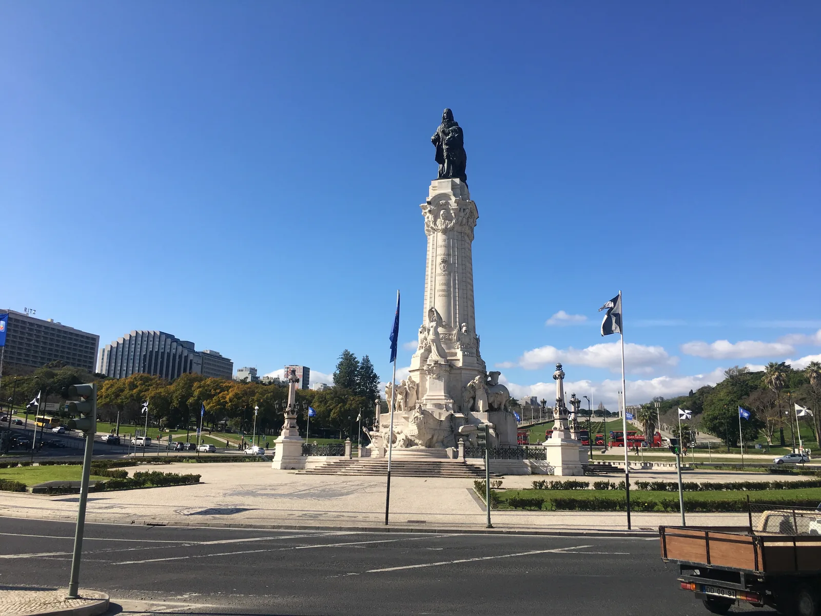The Marquês de Pombal monument on its square in Lisbon