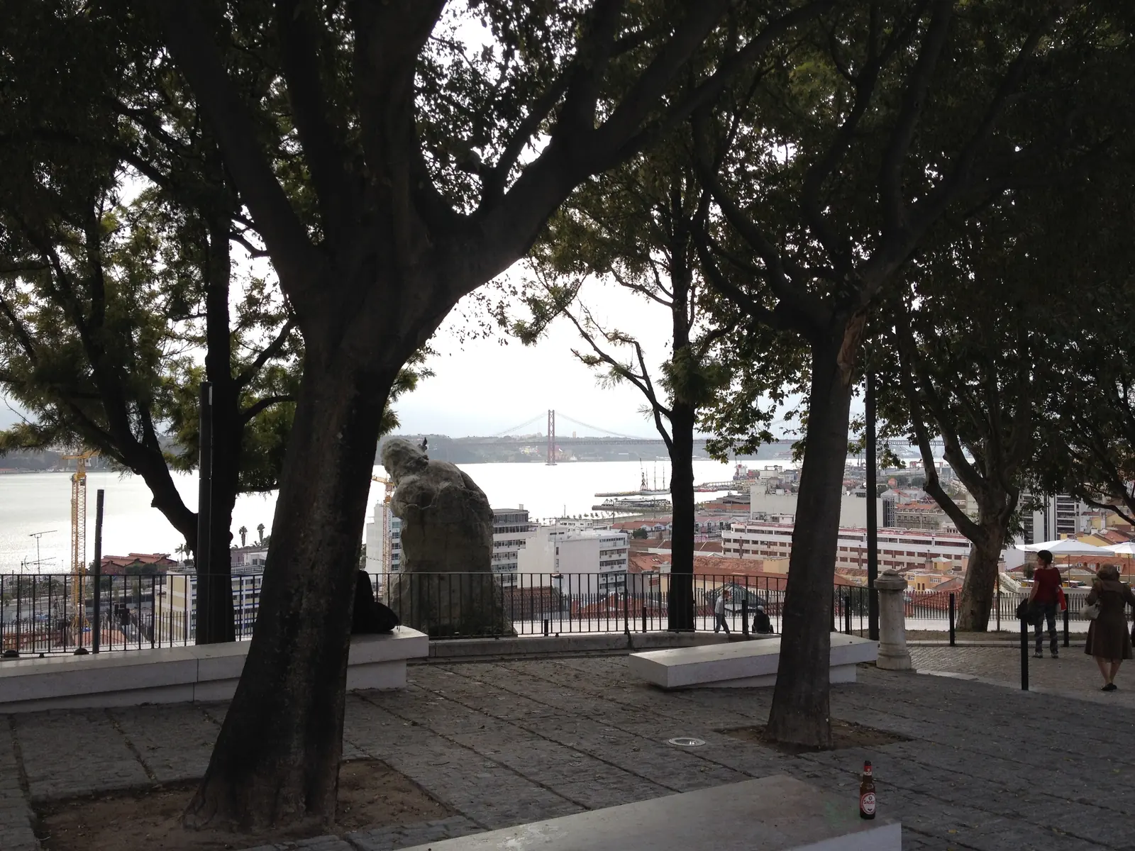 The Miradouro de Santa Catarina with the Adamastor statue and the Tagus behind