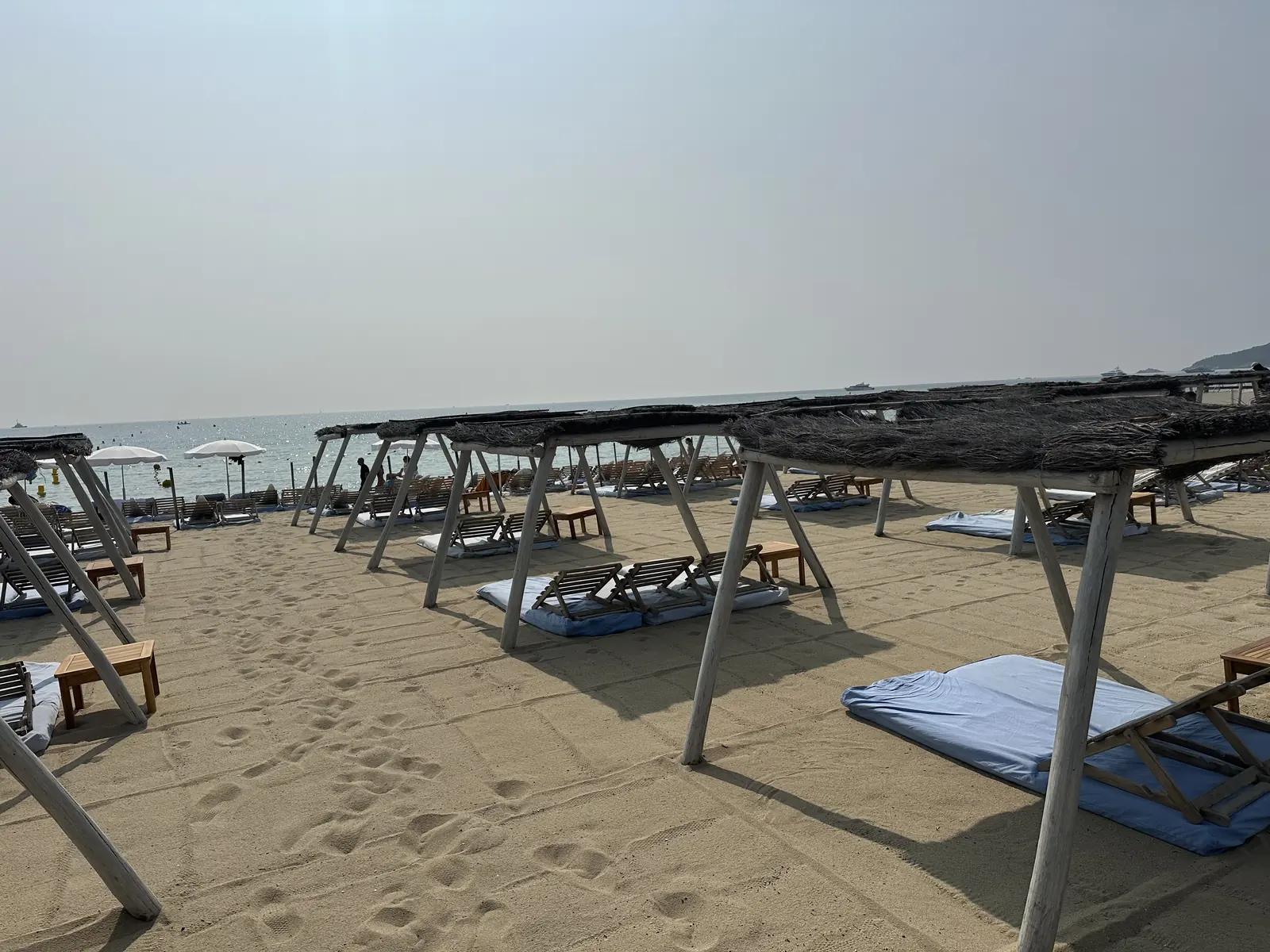 A beach club on Pampelonne beach in Ramatuelle in the morning