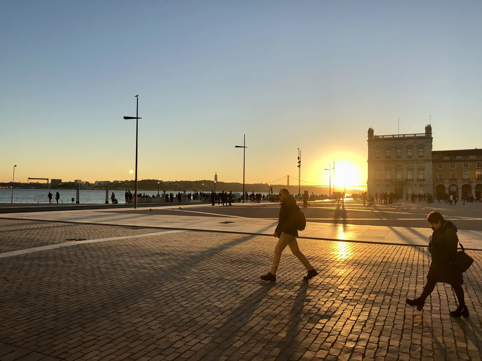 The Praça do Comércio and the Tagus at sunset in Lisbon