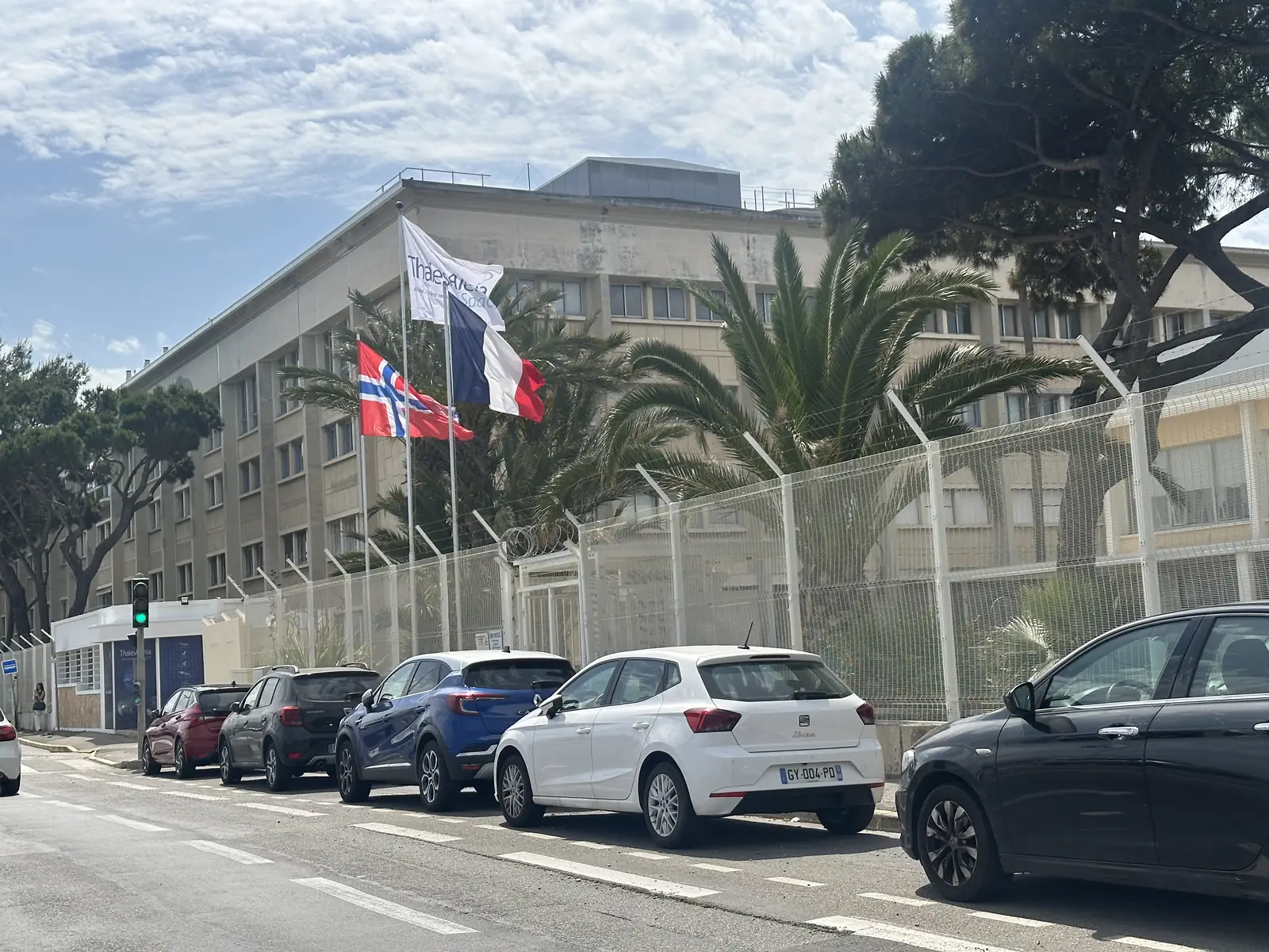 The Thales Alenia Space satellite plant on the seafront at Cannes La Bocca