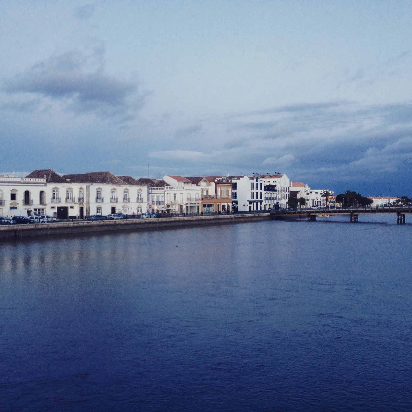 The Gilão river and the old town of Tavira in winter light