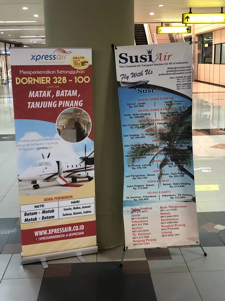 Xpress Air poster for Dornier 328 flights between Matak, Batam and Tanjung Pinang